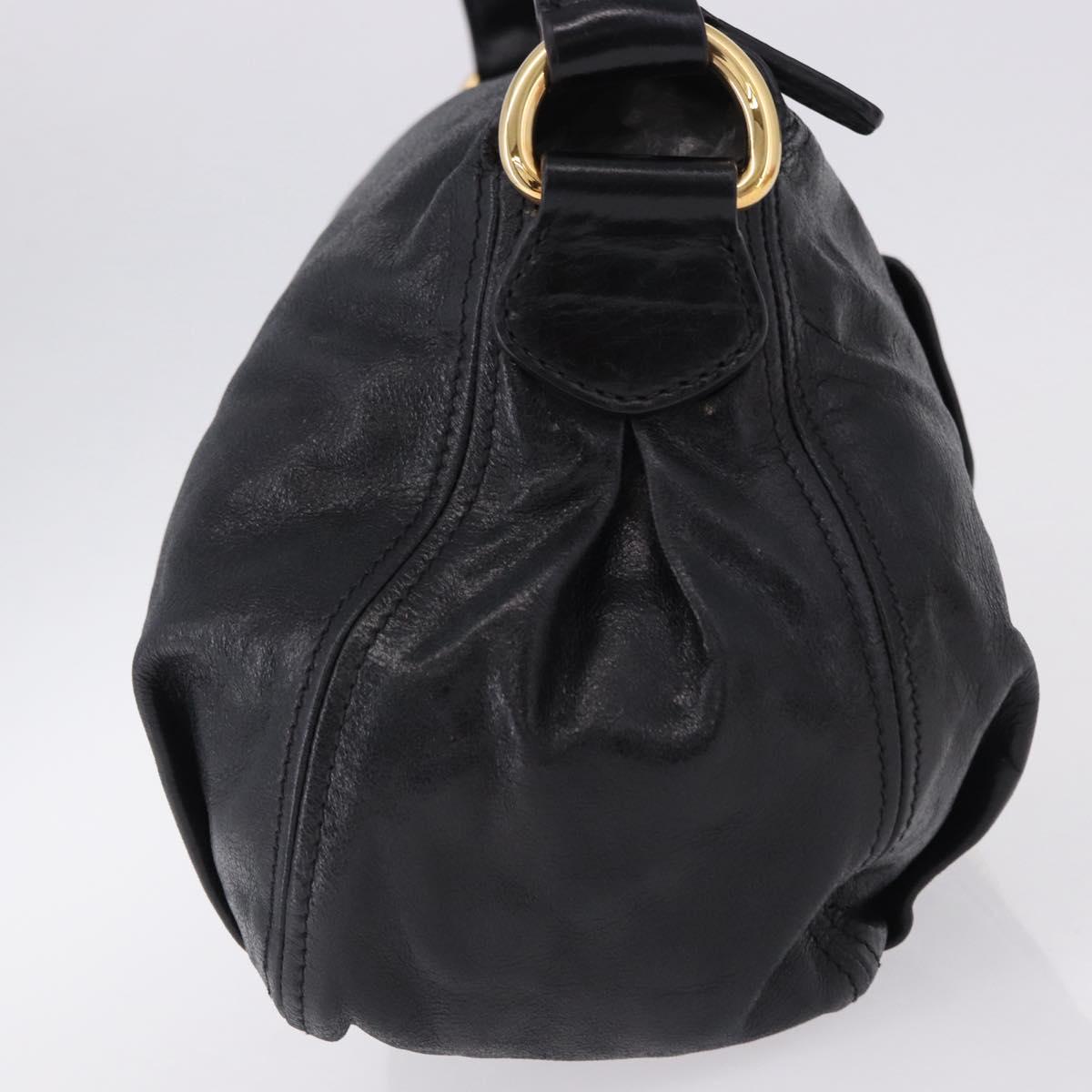 Miu Miu Shoulder Bag Leather Black Gold Auth 195676M