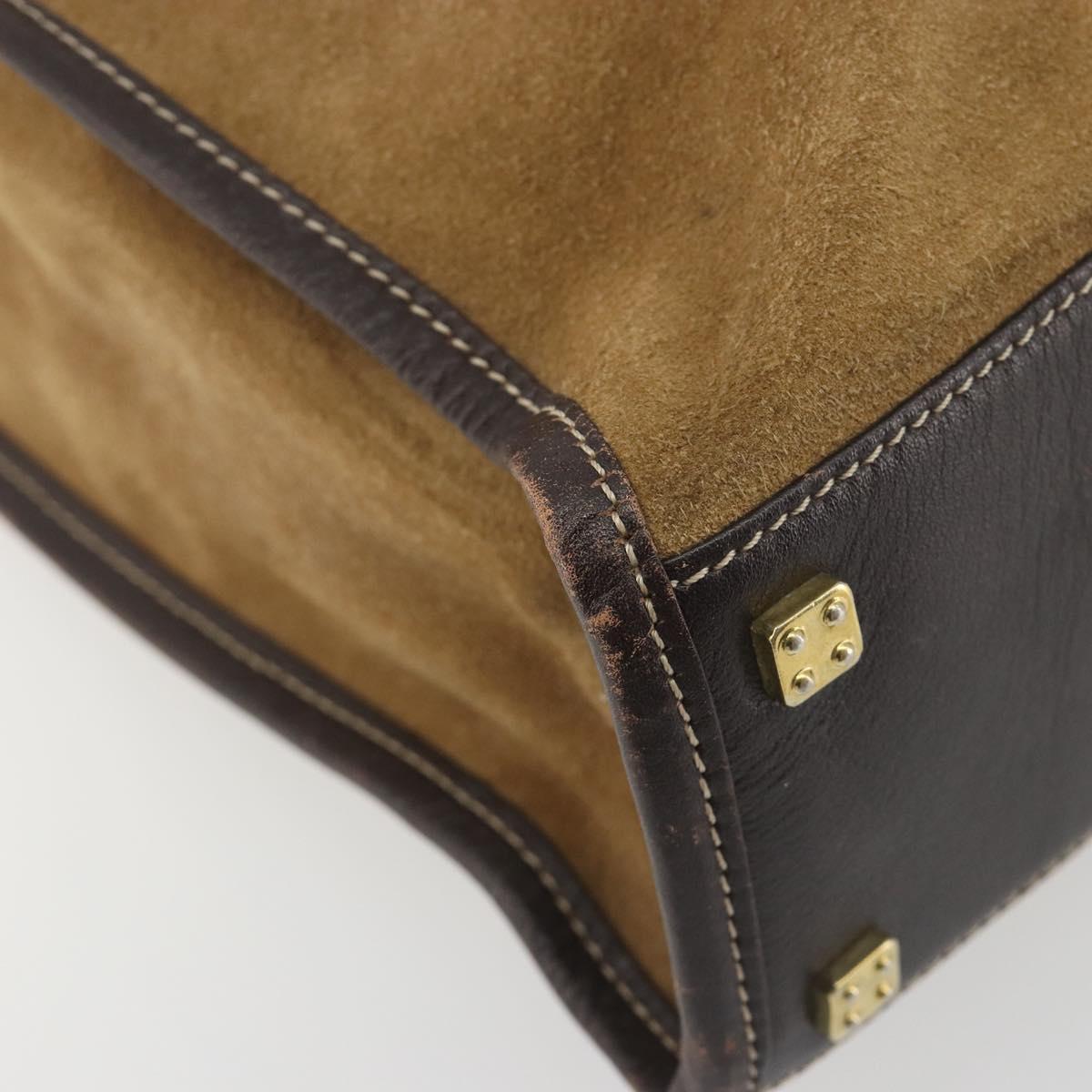 LOEWE Tote Bag Suede Brown Gold Auth 195677