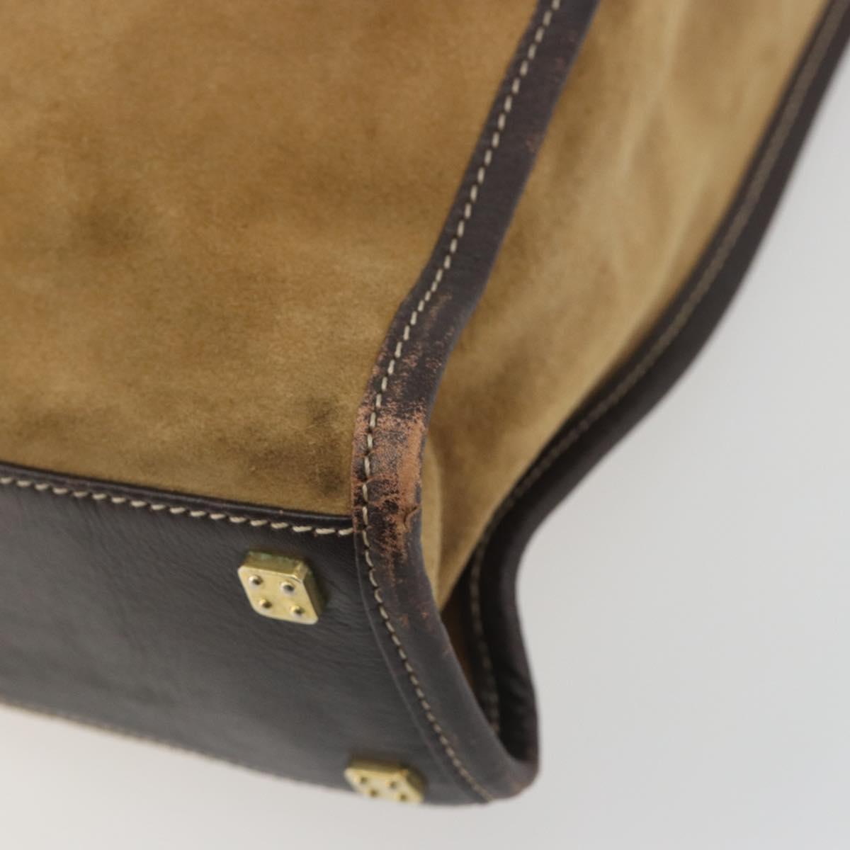 LOEWE Tote Bag Suede Brown Gold Auth 195677