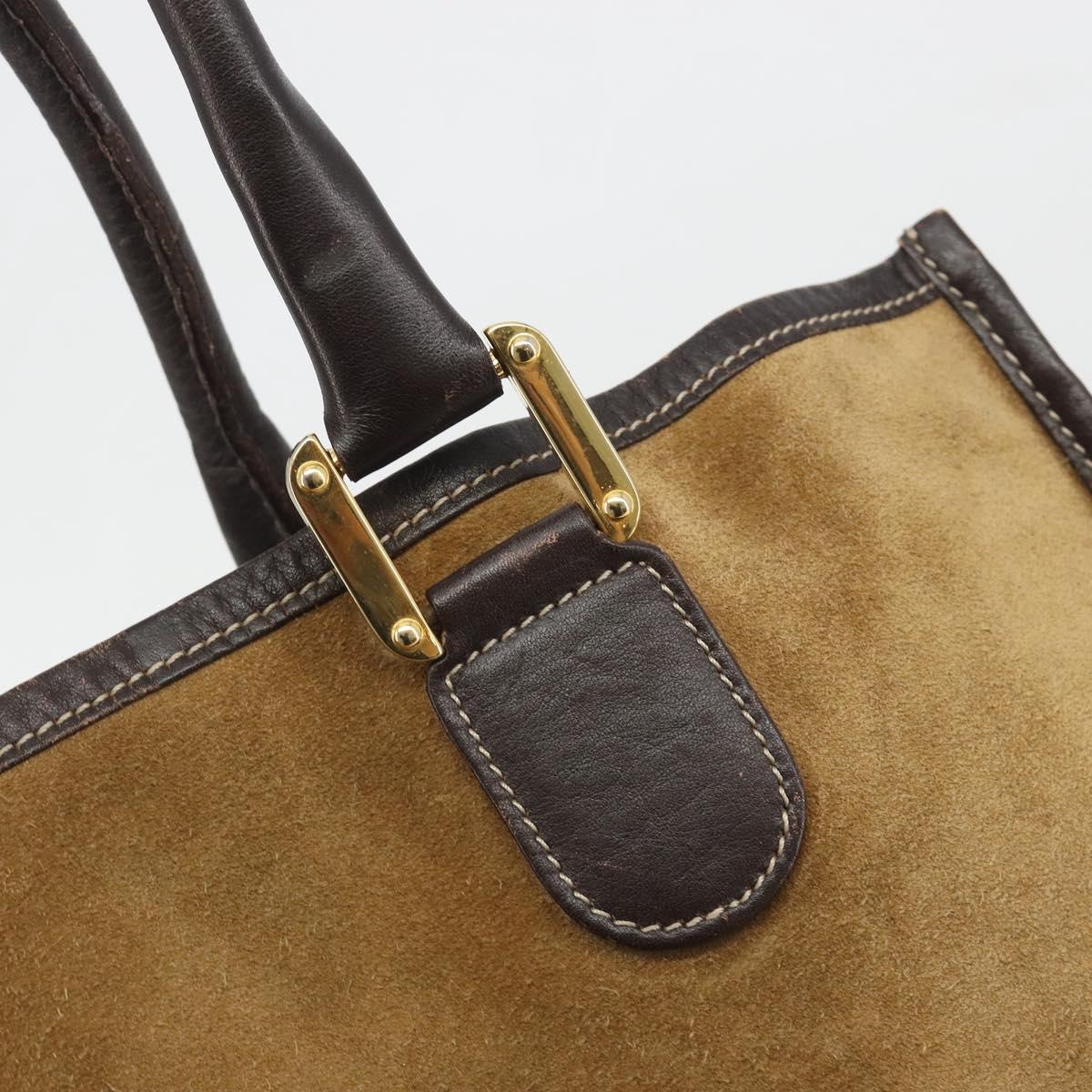 LOEWE Tote Bag Suede Brown Gold Auth 195677