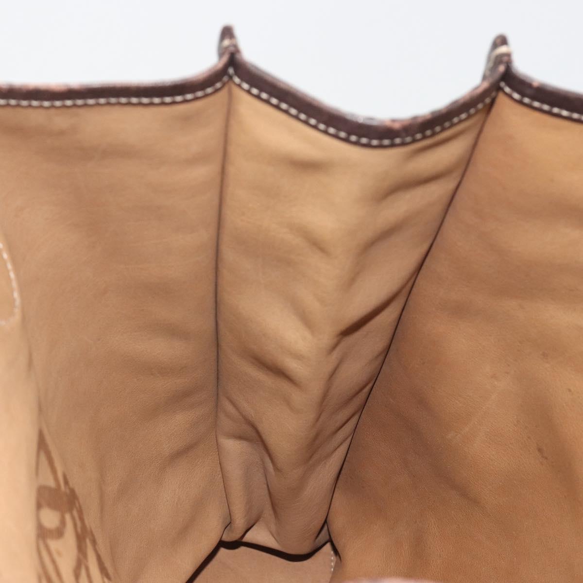 LOEWE Tote Bag Suede Brown Gold Auth 195677