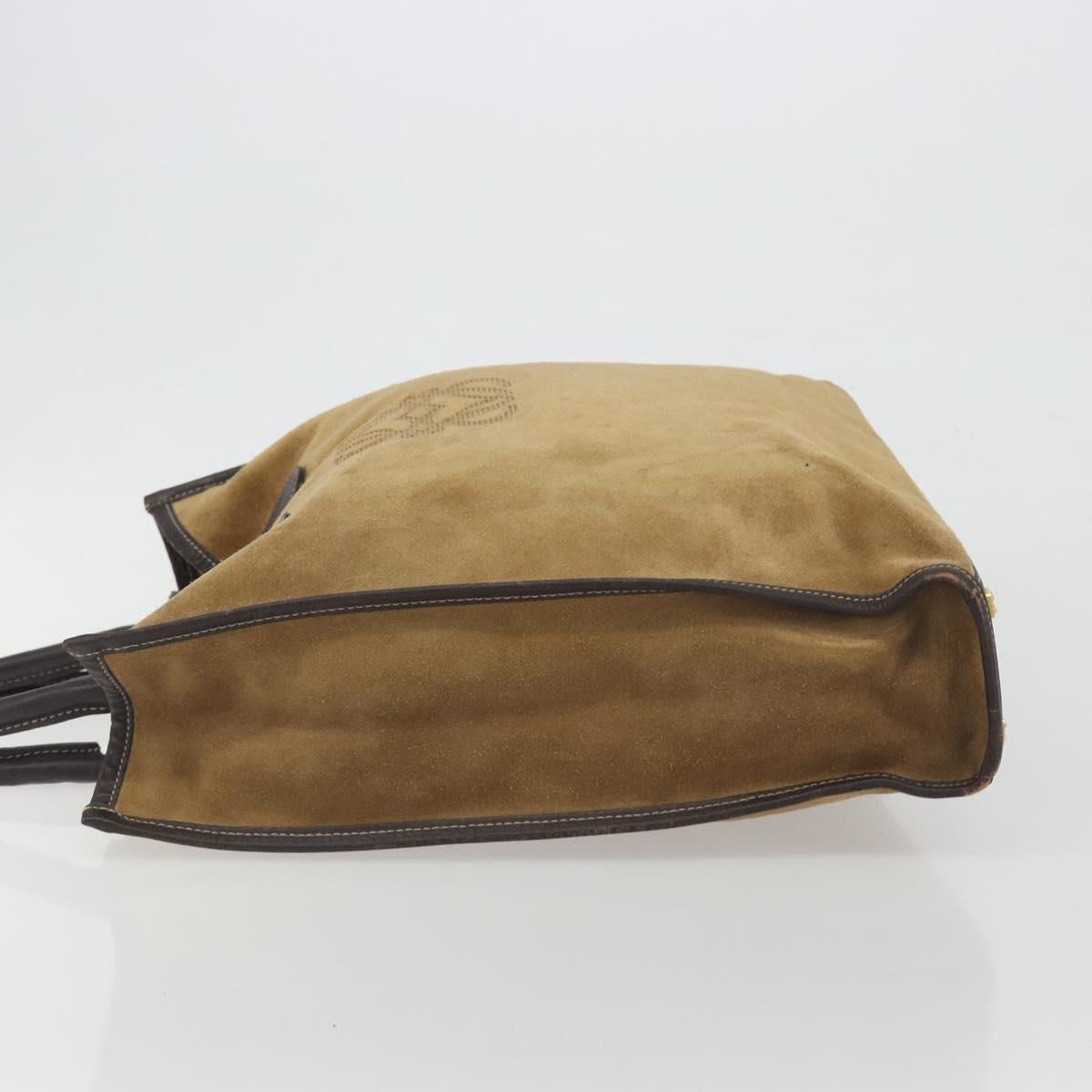 LOEWE Tote Bag Suede Brown Gold Auth 195677