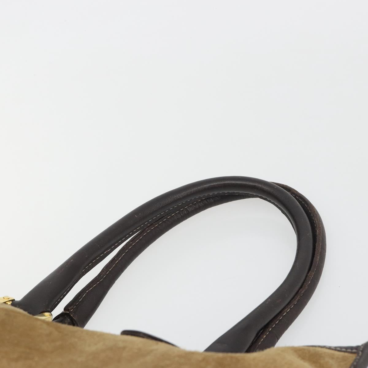 LOEWE Tote Bag Suede Brown Gold Auth 195677