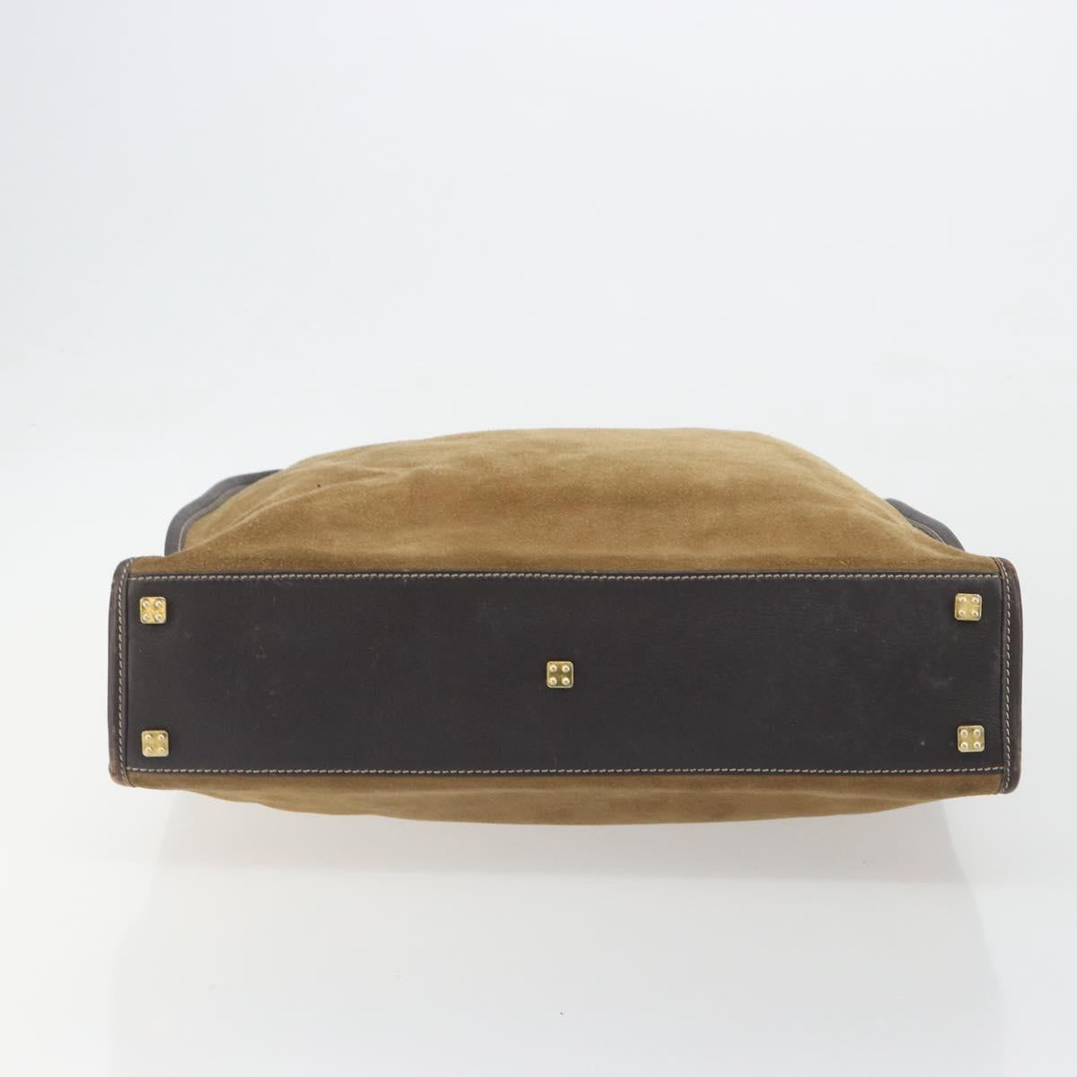 LOEWE Tote Bag Suede Brown Gold Auth 195677