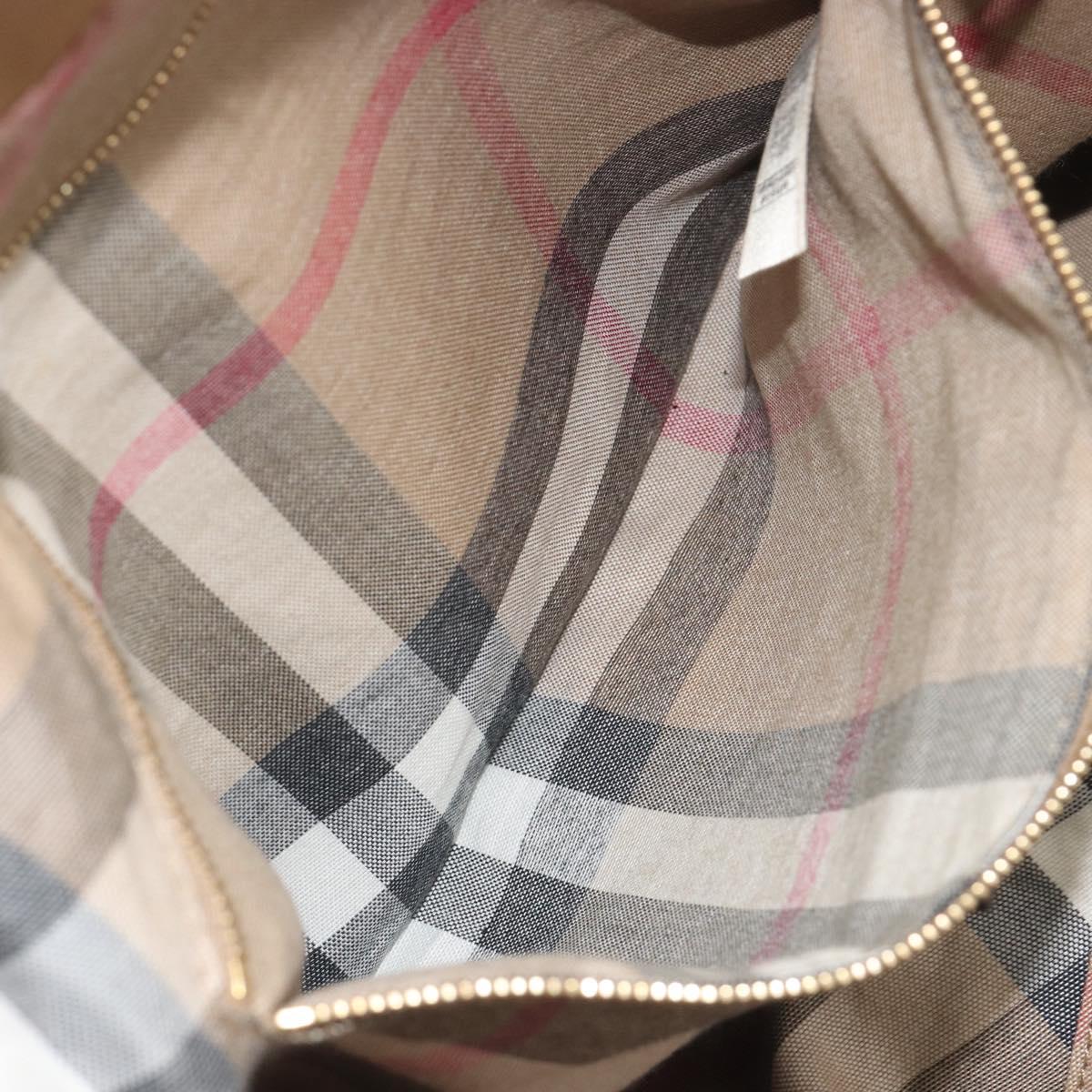 BURBERRY Tote Bag Leather Beige Gold Auth 195681A