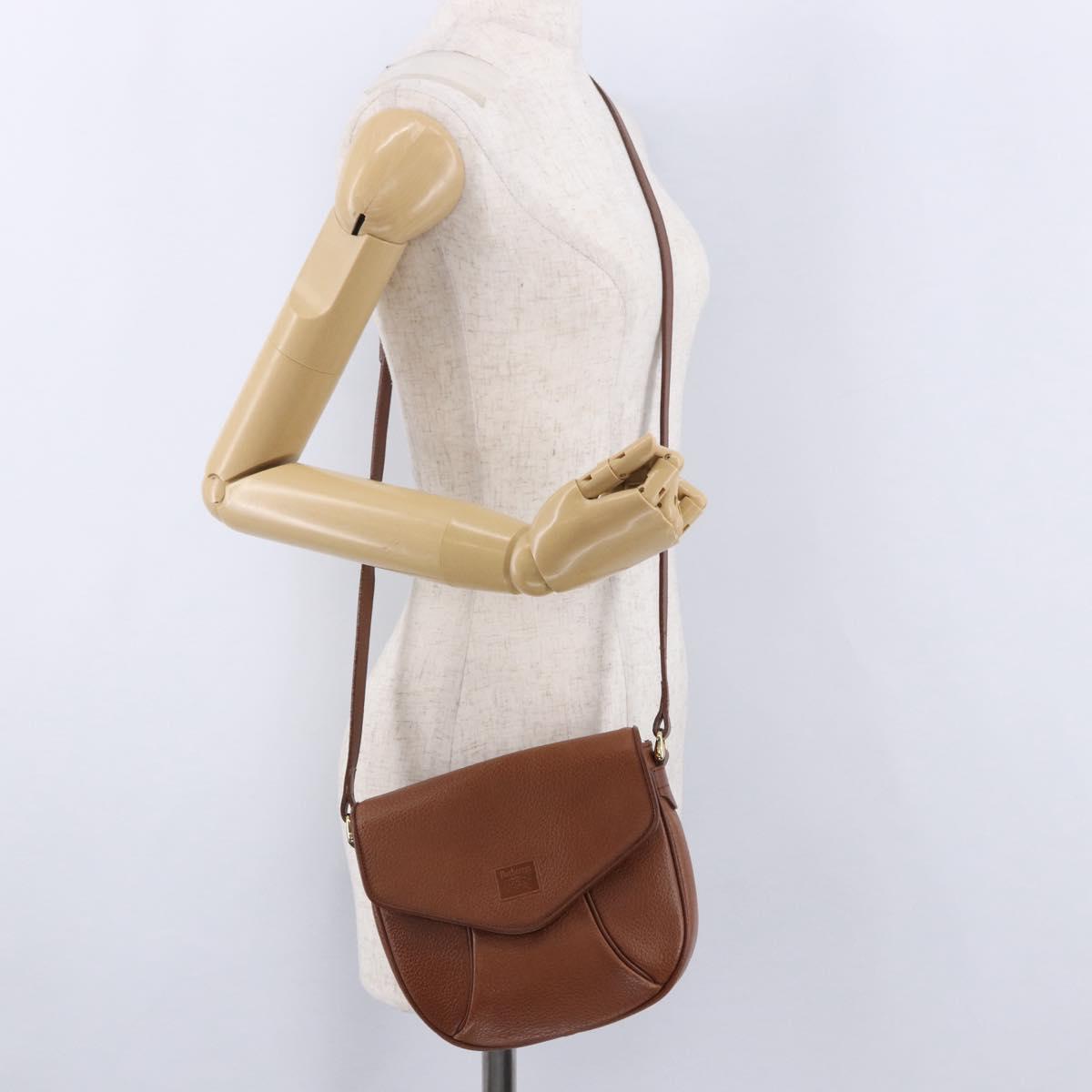 Burberrys Shoulder Bag Leather Brown Gold Auth 195686