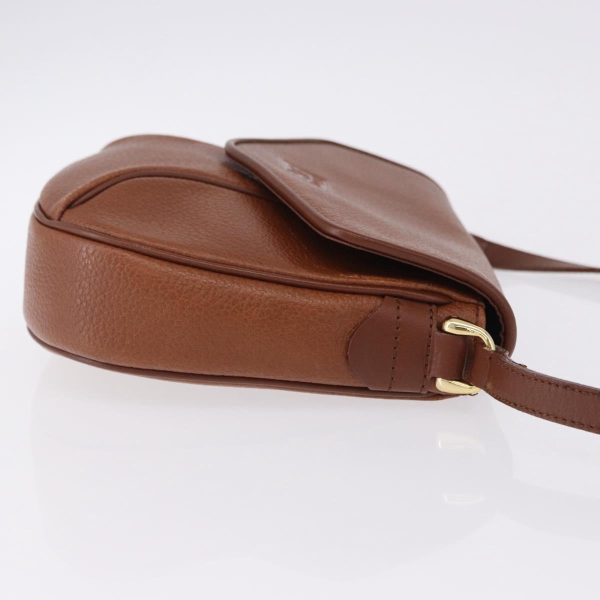 Burberrys Shoulder Bag Leather Brown Gold Auth 195686