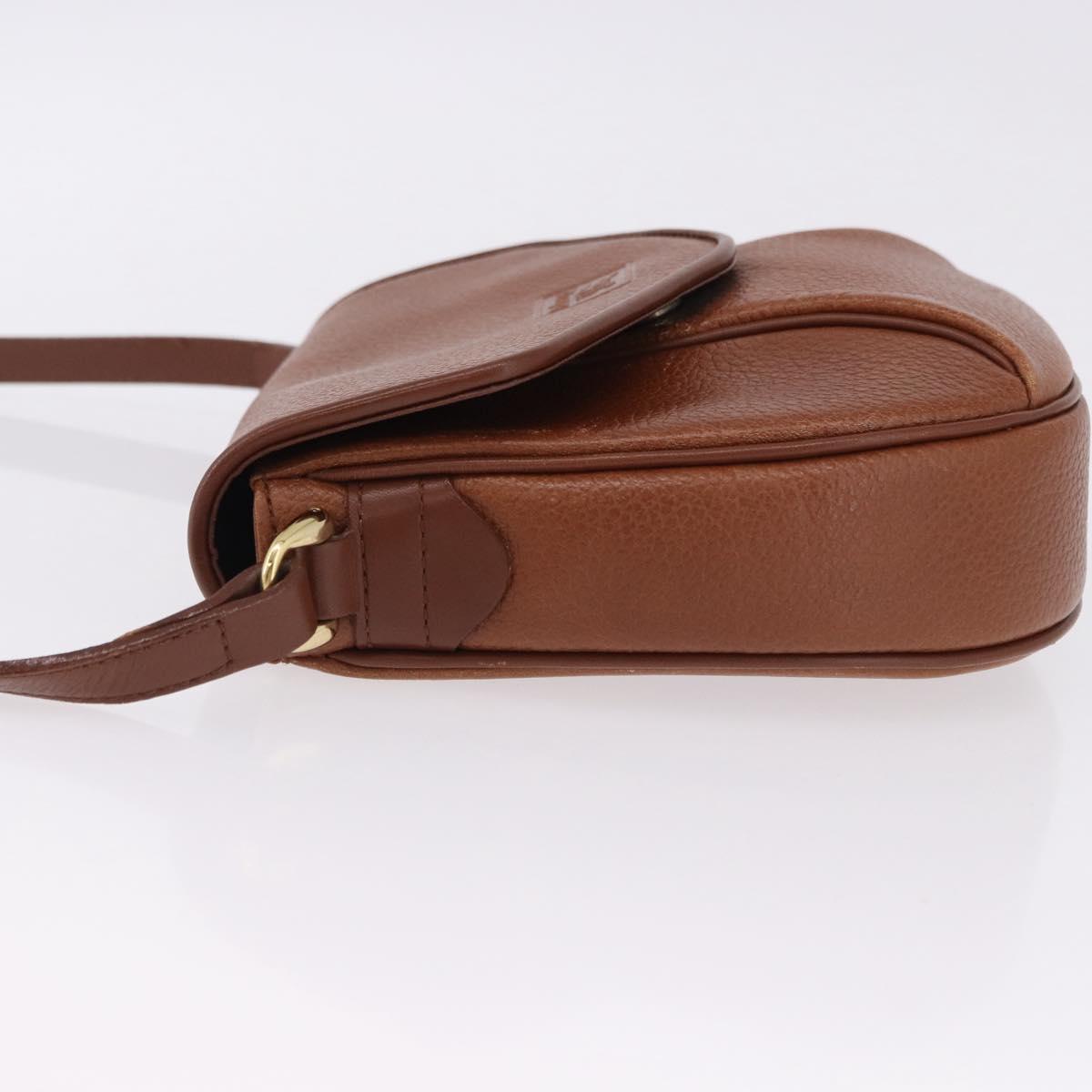Burberrys Shoulder Bag Leather Brown Gold Auth 195686