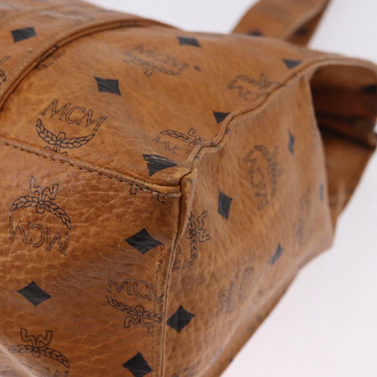 MCM Vicetos Logogram Shoulder Bag PVC Leather Brown Gold Auth 195687