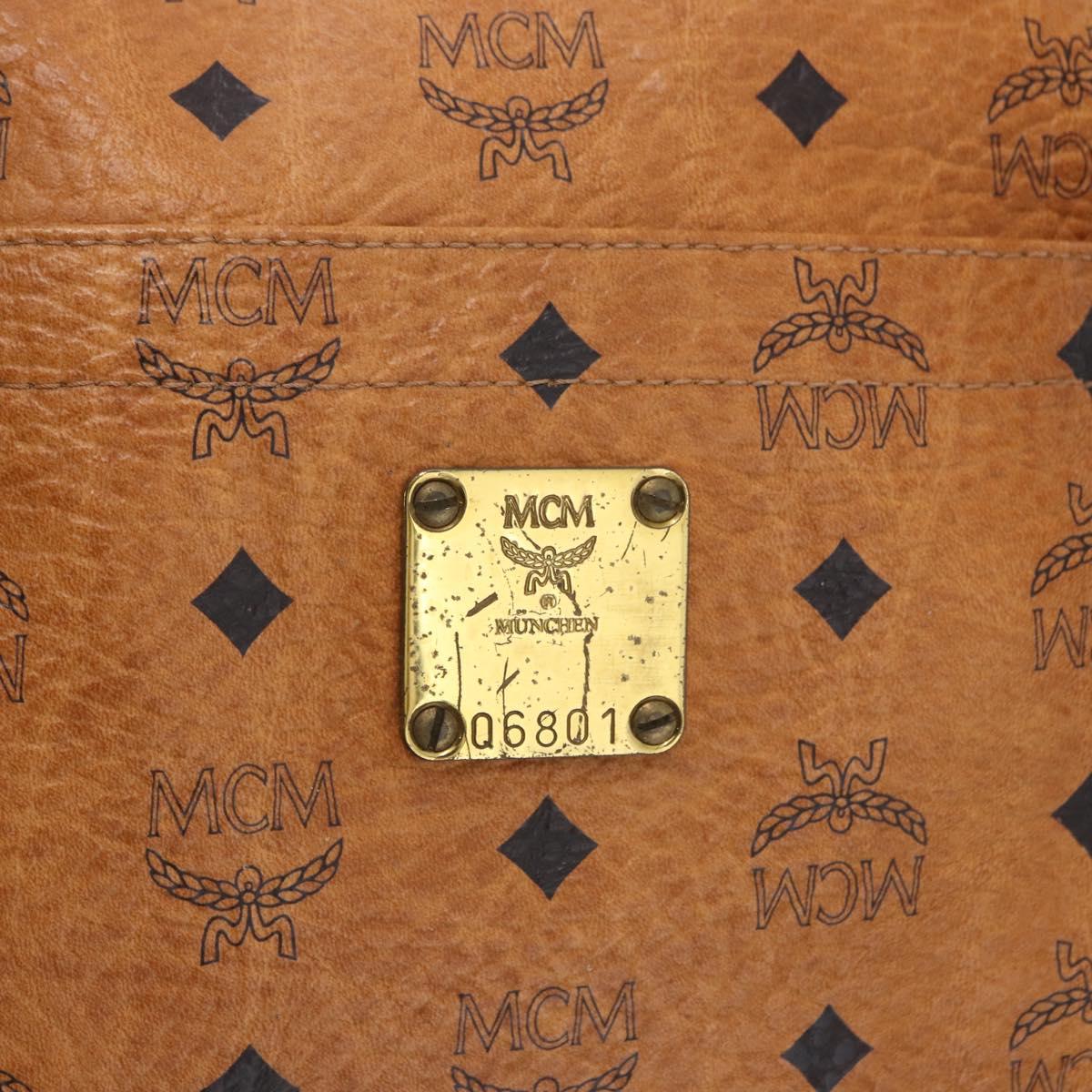 MCM Vicetos Logogram Shoulder Bag PVC Leather Brown Gold Auth 195687