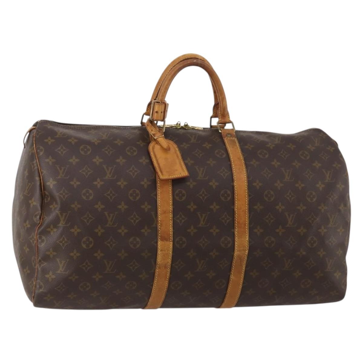LOUIS VUITTON Monogram Keepall 55 Boston Bag M41424 LV Auth 195692