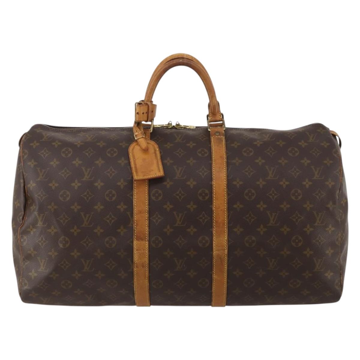 LOUIS VUITTON Monogram Keepall 55 Boston Bag M41424 LV Auth 195692