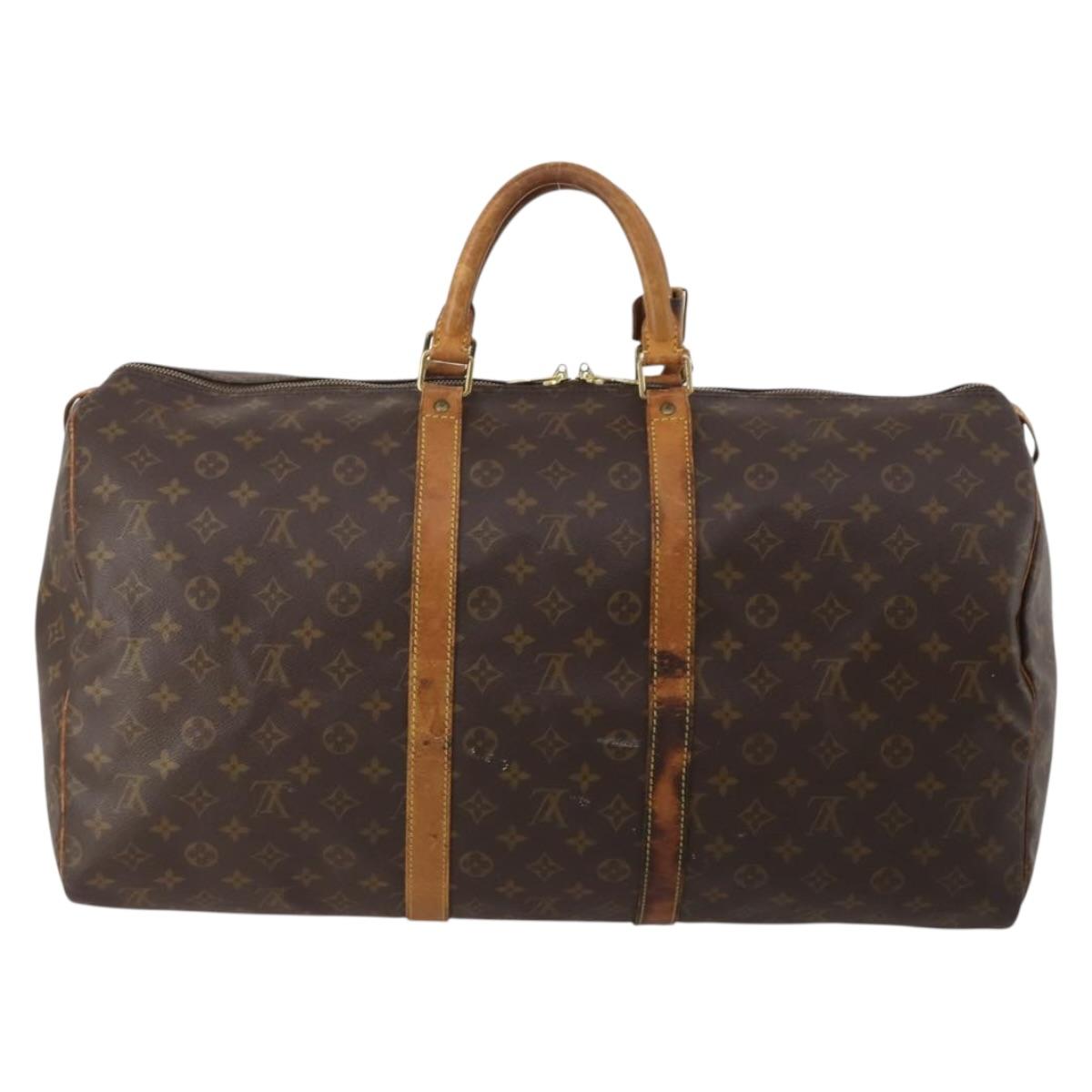 LOUIS VUITTON Monogram Keepall 55 Boston Bag M41424 LV Auth 195692