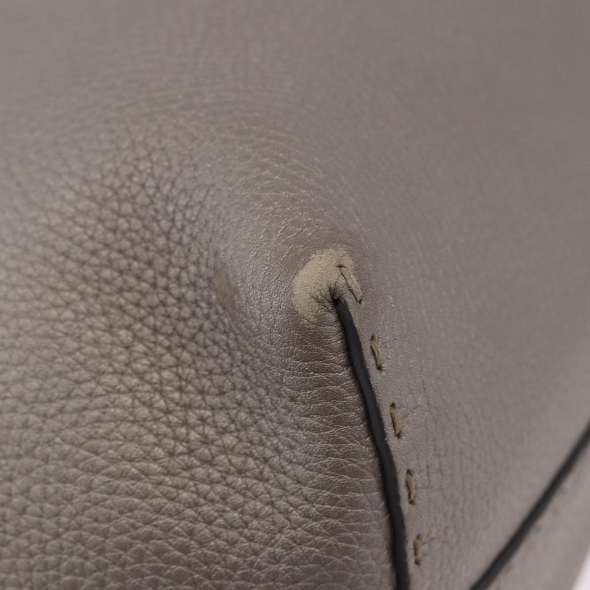 FENDI Celeria Hand Bag Leather Gray Silver Auth 195694A