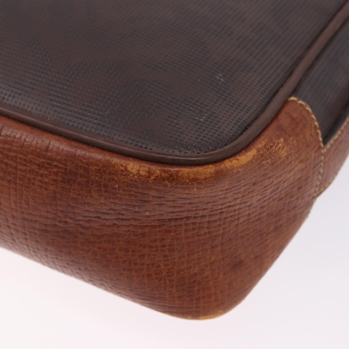 LOEWE Shoulder Bag PVC Brown Gold Silver Auth 195697