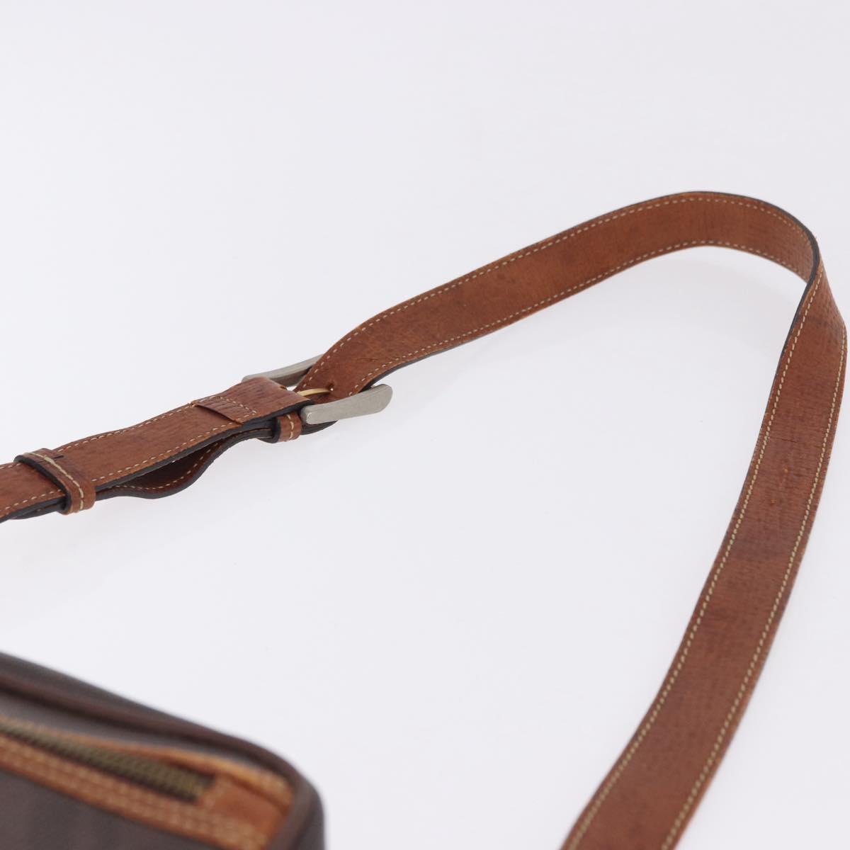 LOEWE Shoulder Bag PVC Brown Gold Silver Auth 195697