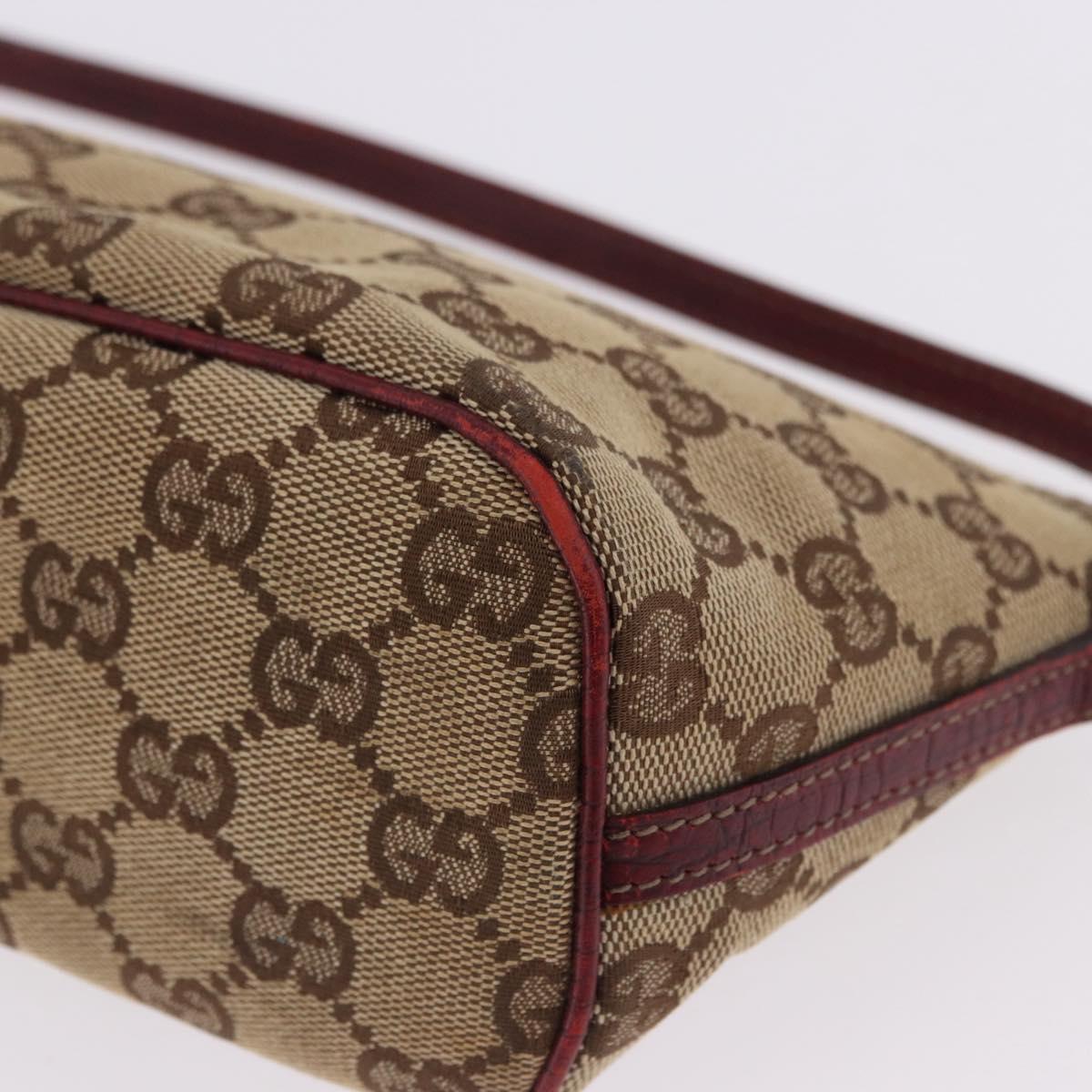 GUCCI GG Canvas Accessory Pouch Beige Silver 07198 Auth 195698