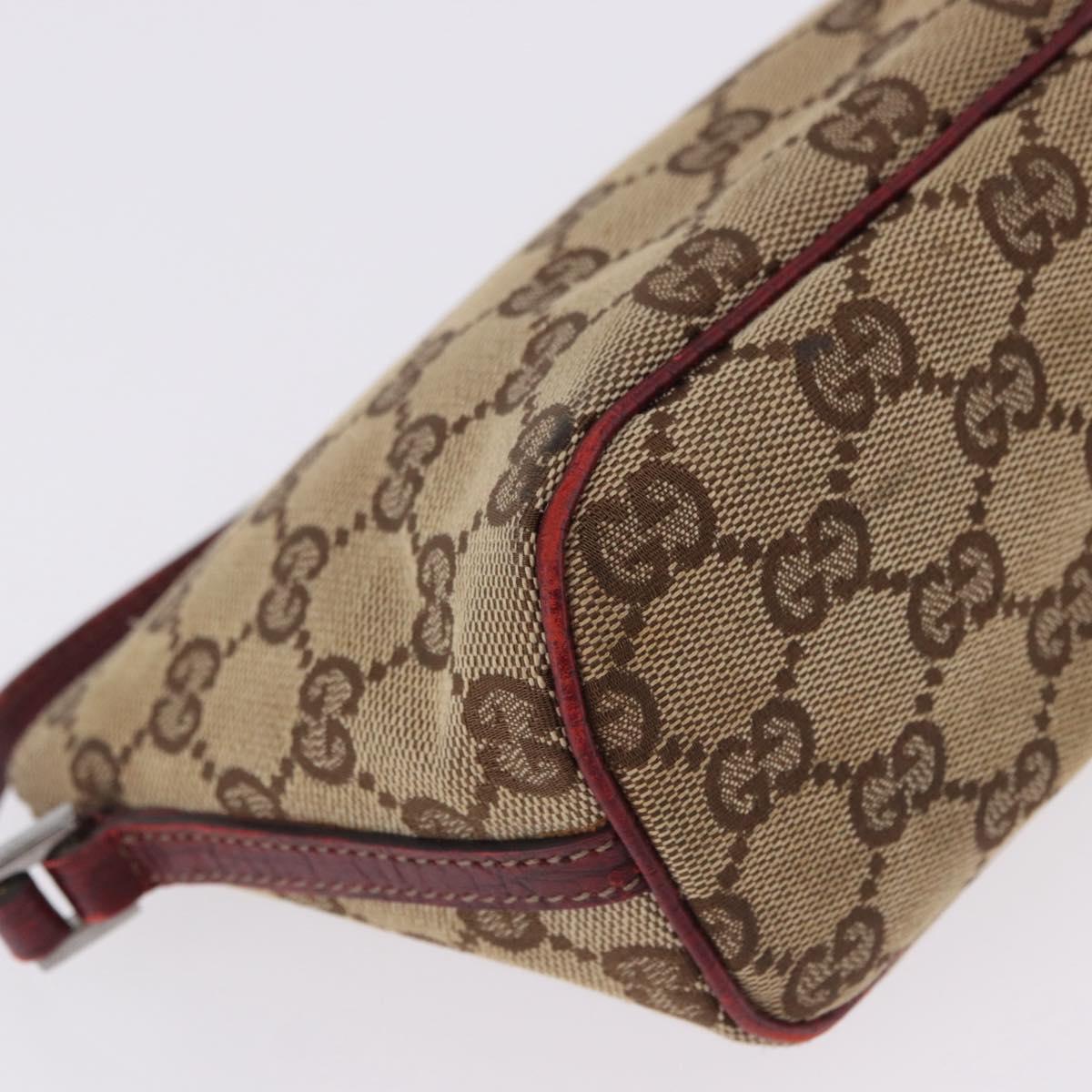 GUCCI GG Canvas Accessory Pouch Beige Silver 07198 Auth 195698