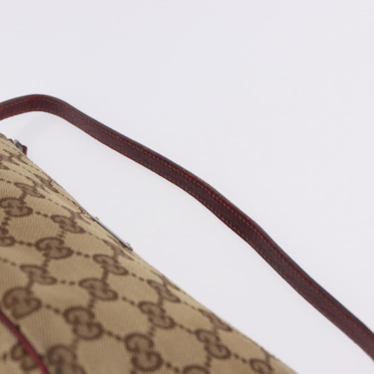 GUCCI GG Canvas Accessory Pouch Beige Silver 07198 Auth 195698