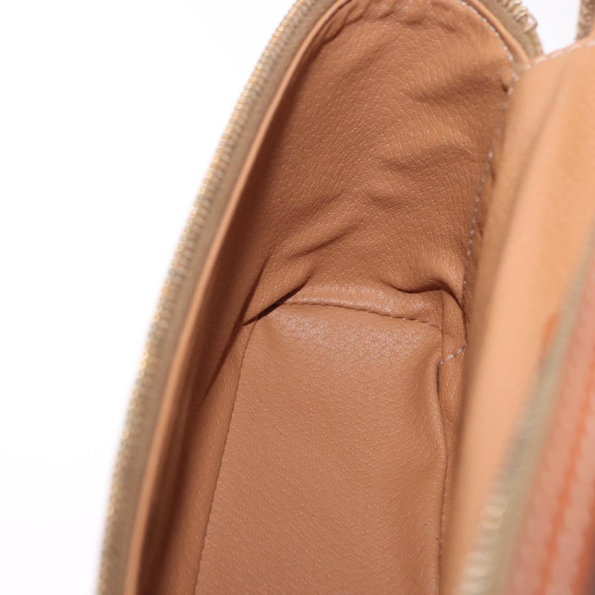 CELINE Macadam Canvas Vanity Pouch PVC Leather Brown Gold Auth 195699A