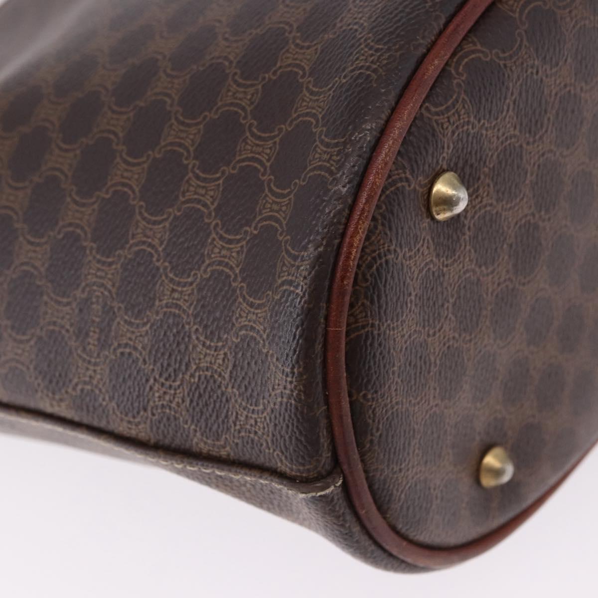 CELINE Macadam Canvas Hand Bag PVC Leather Brown Gold Auth 195700