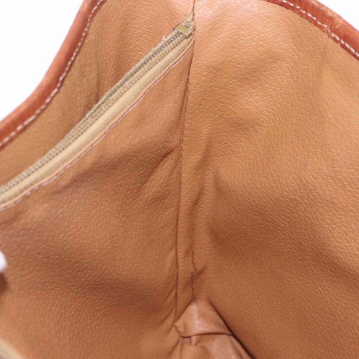 CELINE Macadam Canvas Hand Bag PVC Leather Brown Gold Auth 195700