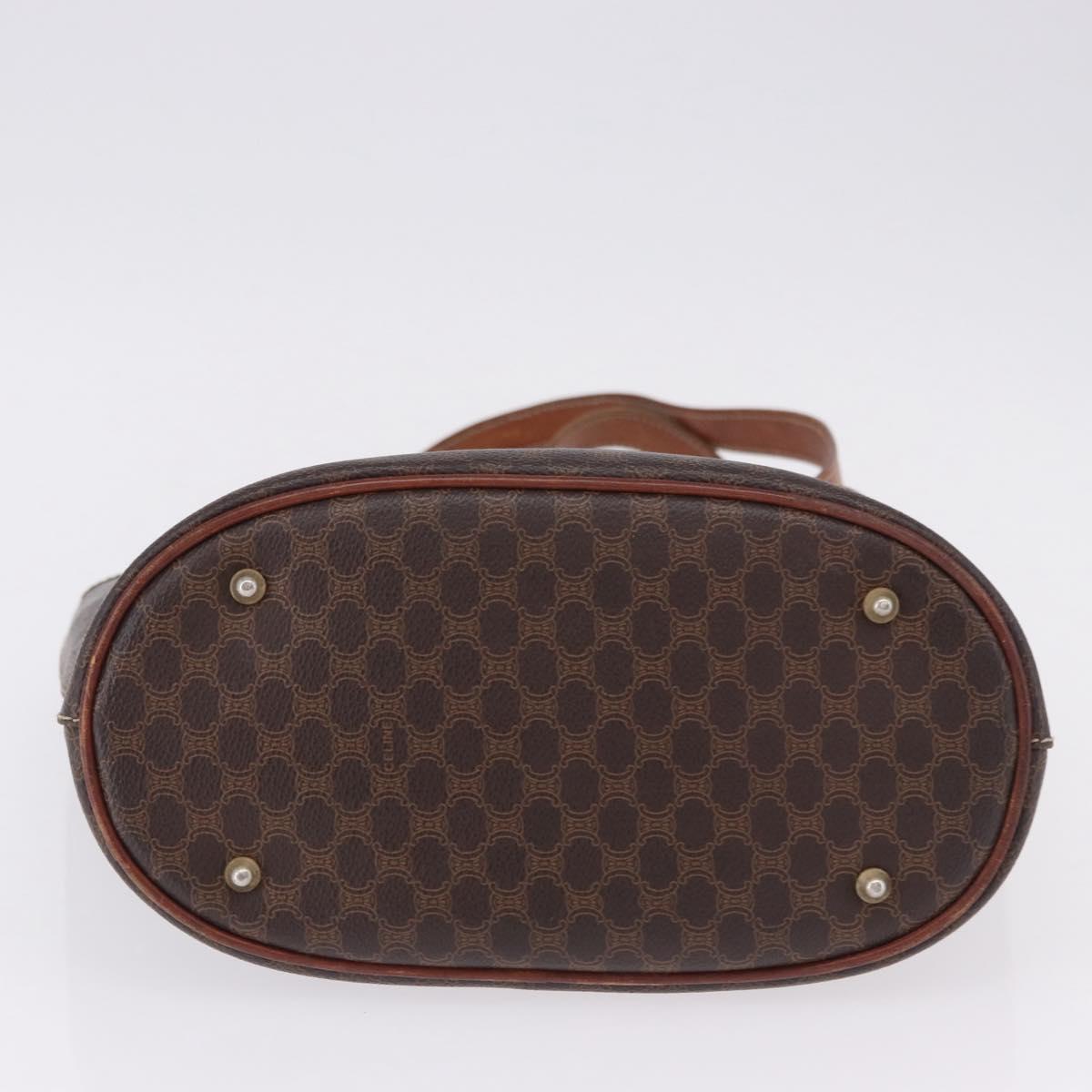CELINE Macadam Canvas Hand Bag PVC Leather Brown Gold Auth 195700