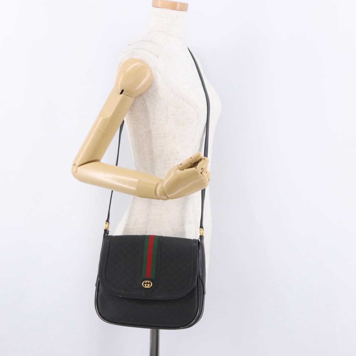 GUCCI Micro GG Supreme Web Sherry Line Bag PVC Black 001 084 4425 Auth 195701