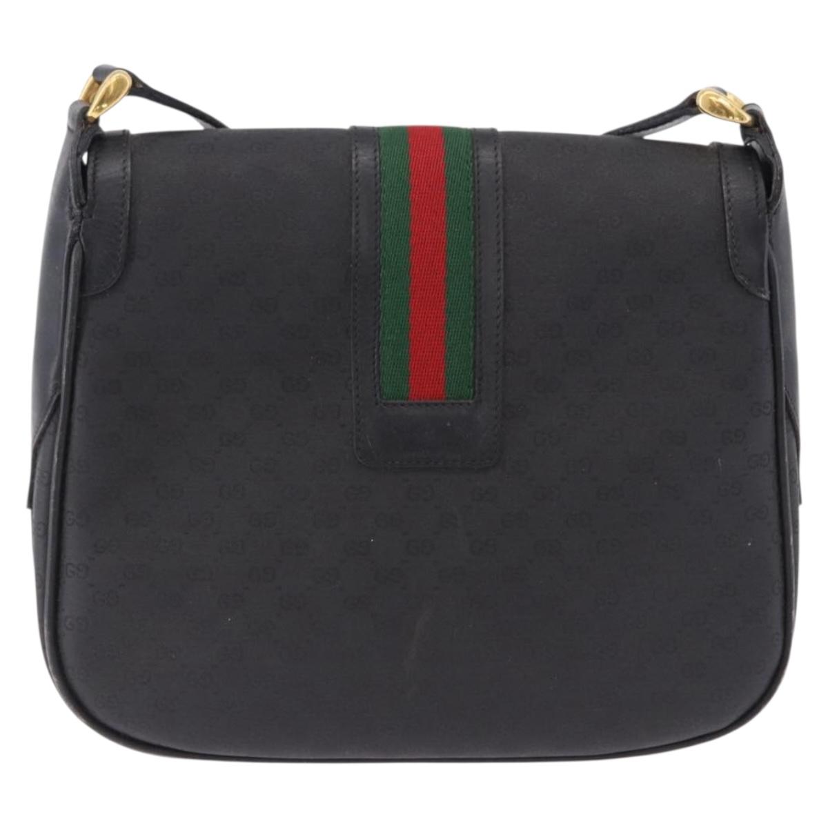 GUCCI Micro GG Supreme Web Sherry Line Bag PVC Black 001 084 4425 Auth 195701