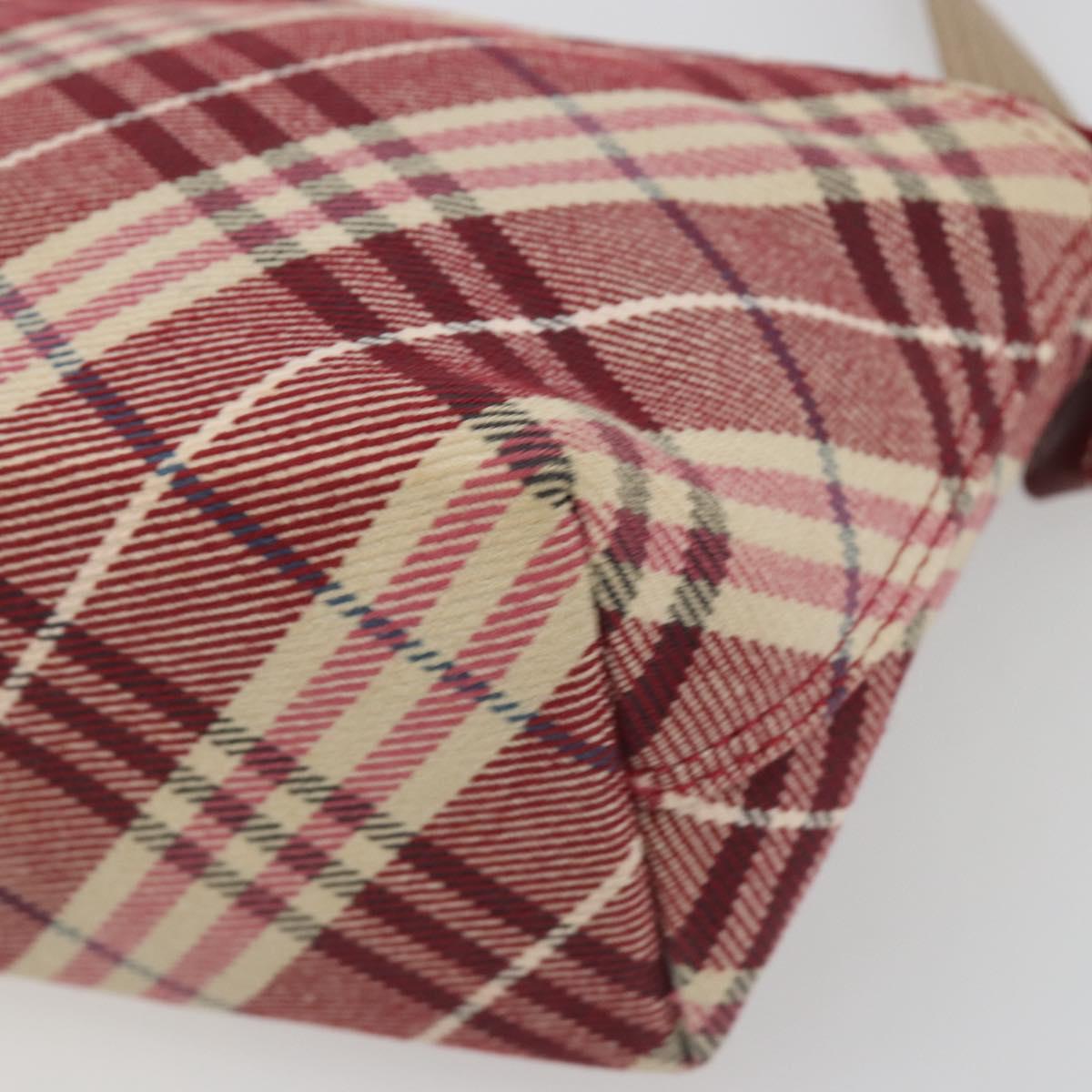 BURBERRY Nova Check Blue Label Shoulder Bag Canvas Red Silver Auth 195702A