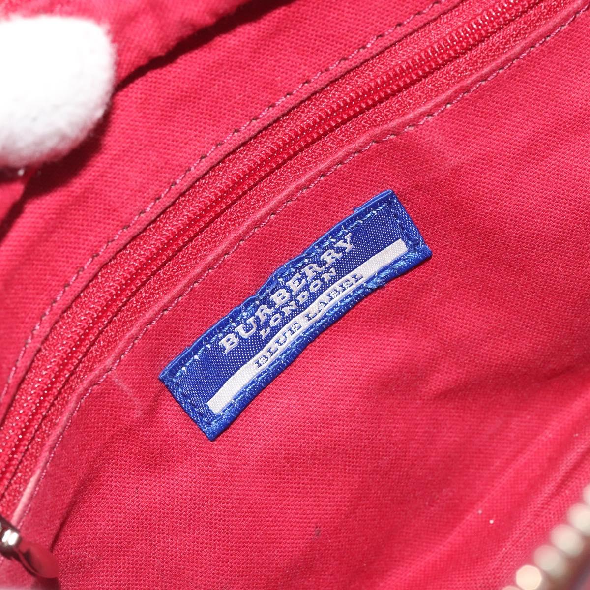 BURBERRY Nova Check Blue Label Shoulder Bag Canvas Red Silver Auth 195702A