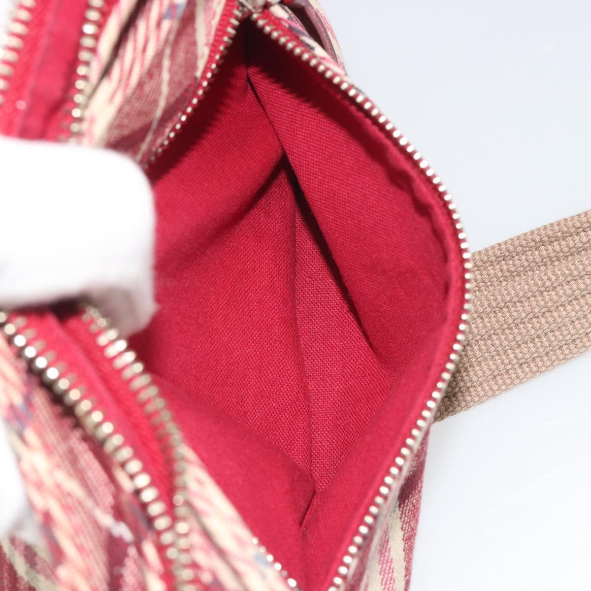 BURBERRY Nova Check Blue Label Shoulder Bag Canvas Red Silver Auth 195702A