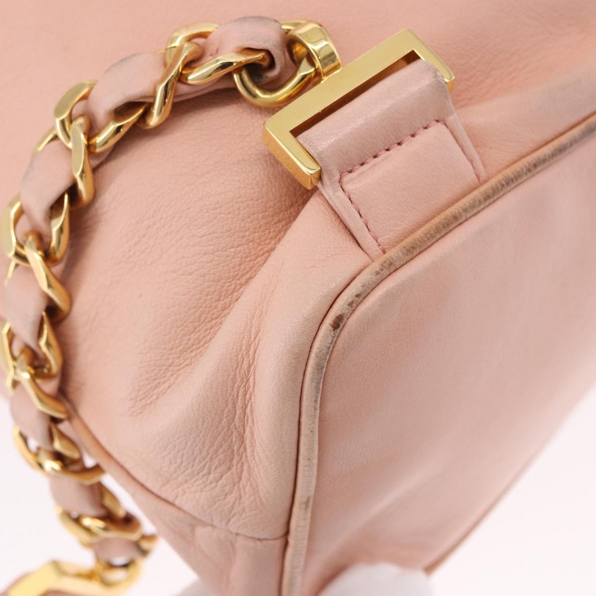CHANEL Backpack Lamb Skin Pink Gold CC Auth 195704A