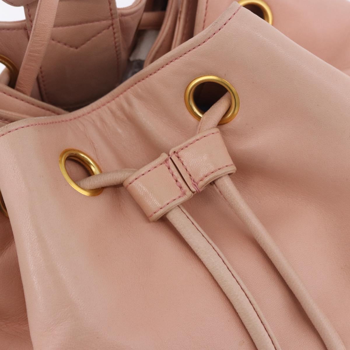 CHANEL Backpack Lamb Skin Pink Gold CC Auth 195704A