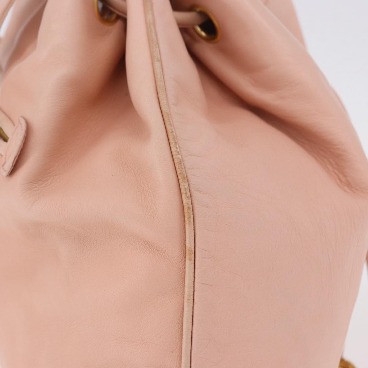 CHANEL Backpack Lamb Skin Pink Gold CC Auth 195704A