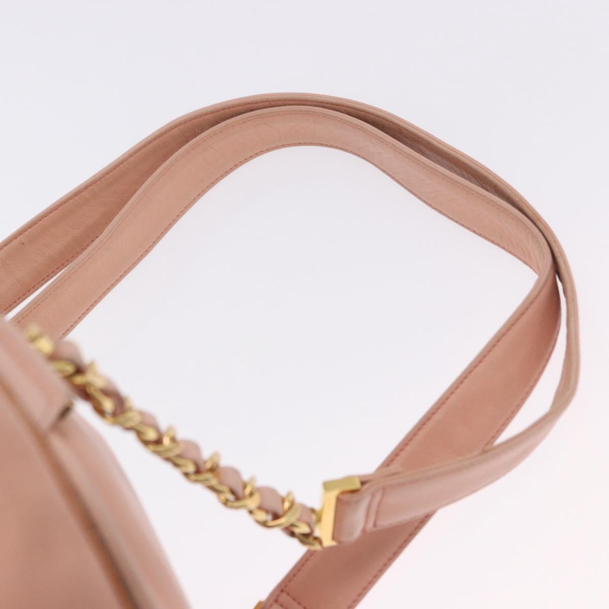 CHANEL Backpack Lamb Skin Pink Gold CC Auth 195704A