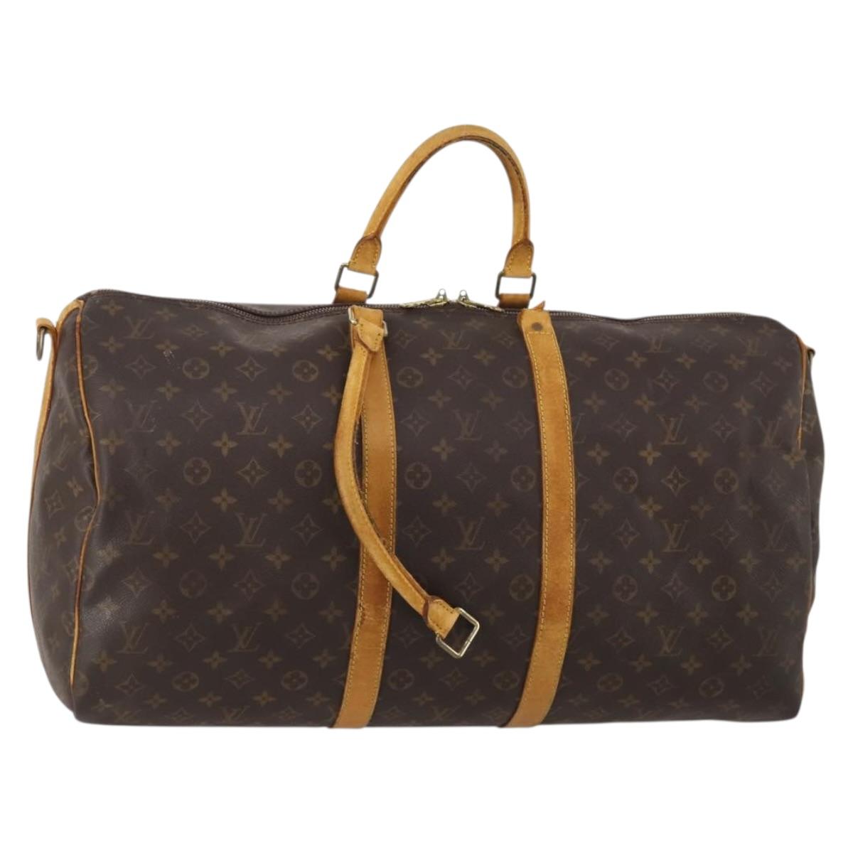 LOUIS VUITTON Monogram Keepall Bandouliere 55 Boston Bag M41414 LV Auth 195706