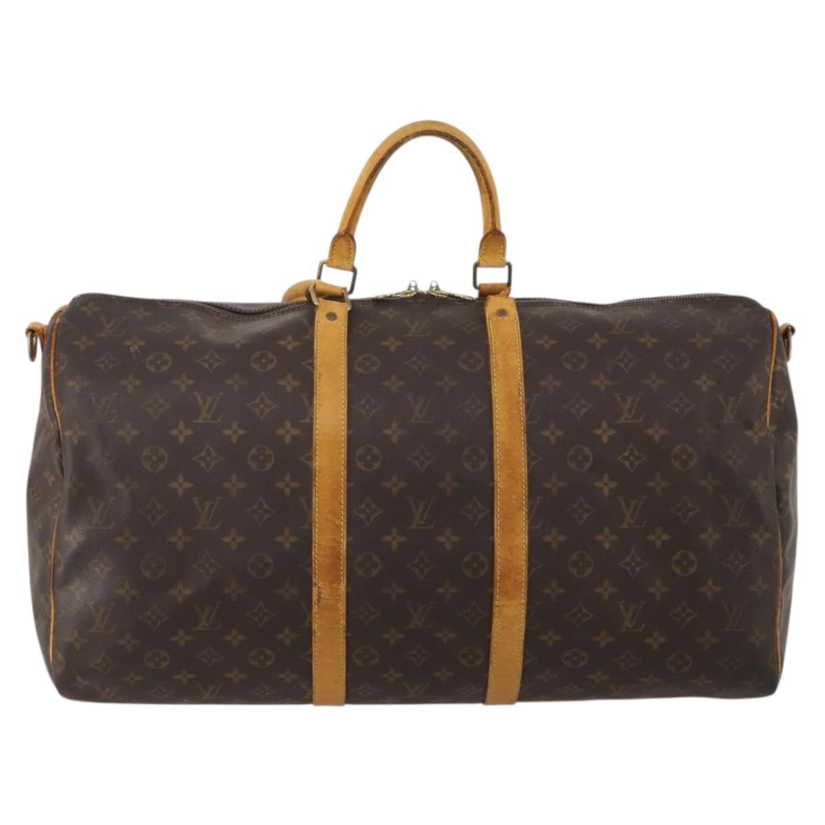 LOUIS VUITTON Monogram Keepall Bandouliere 55 Boston Bag M41414 LV Auth 195706