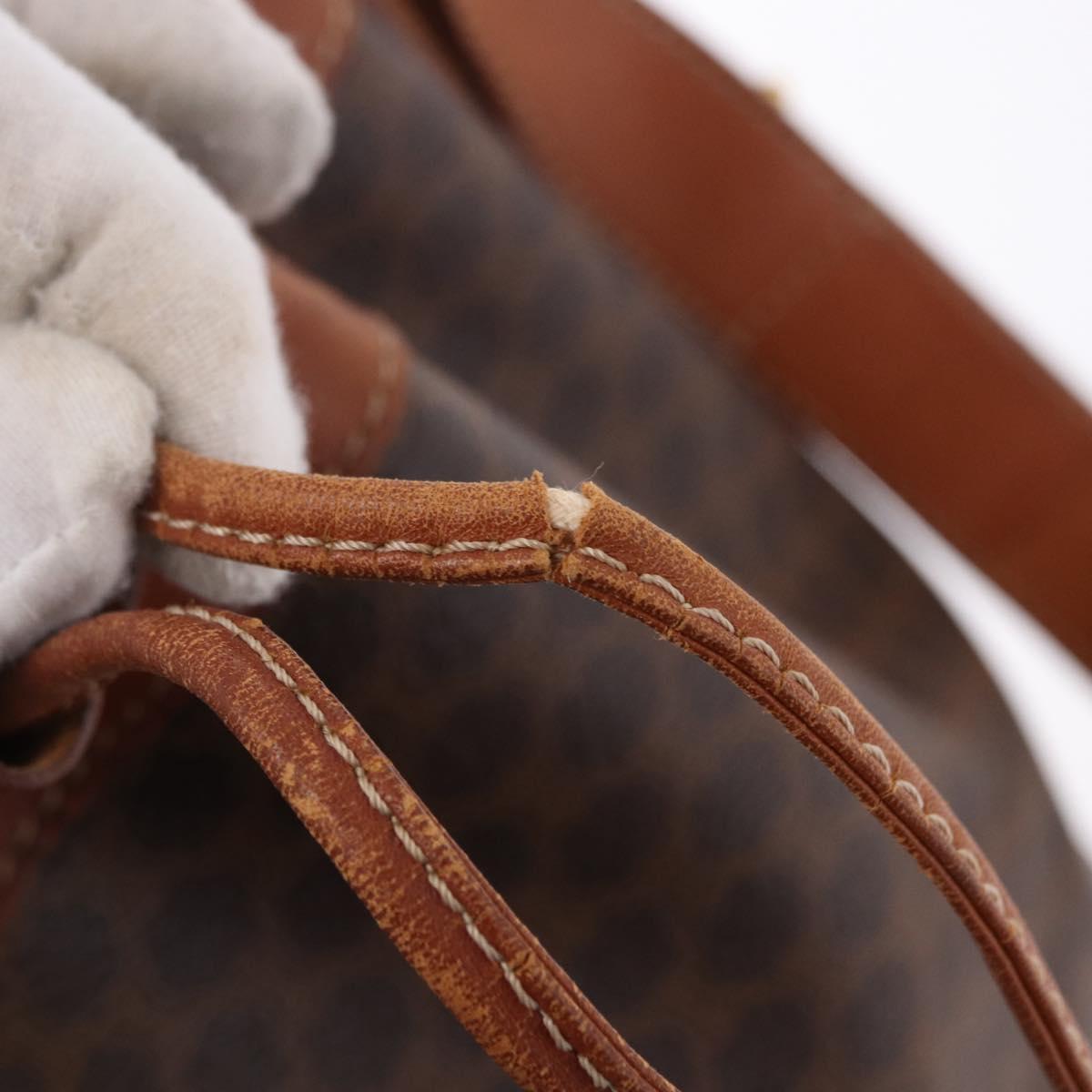 CELINE Macadam Canvas Shoulder Bag PVC Leather Brown Gold Auth 195708