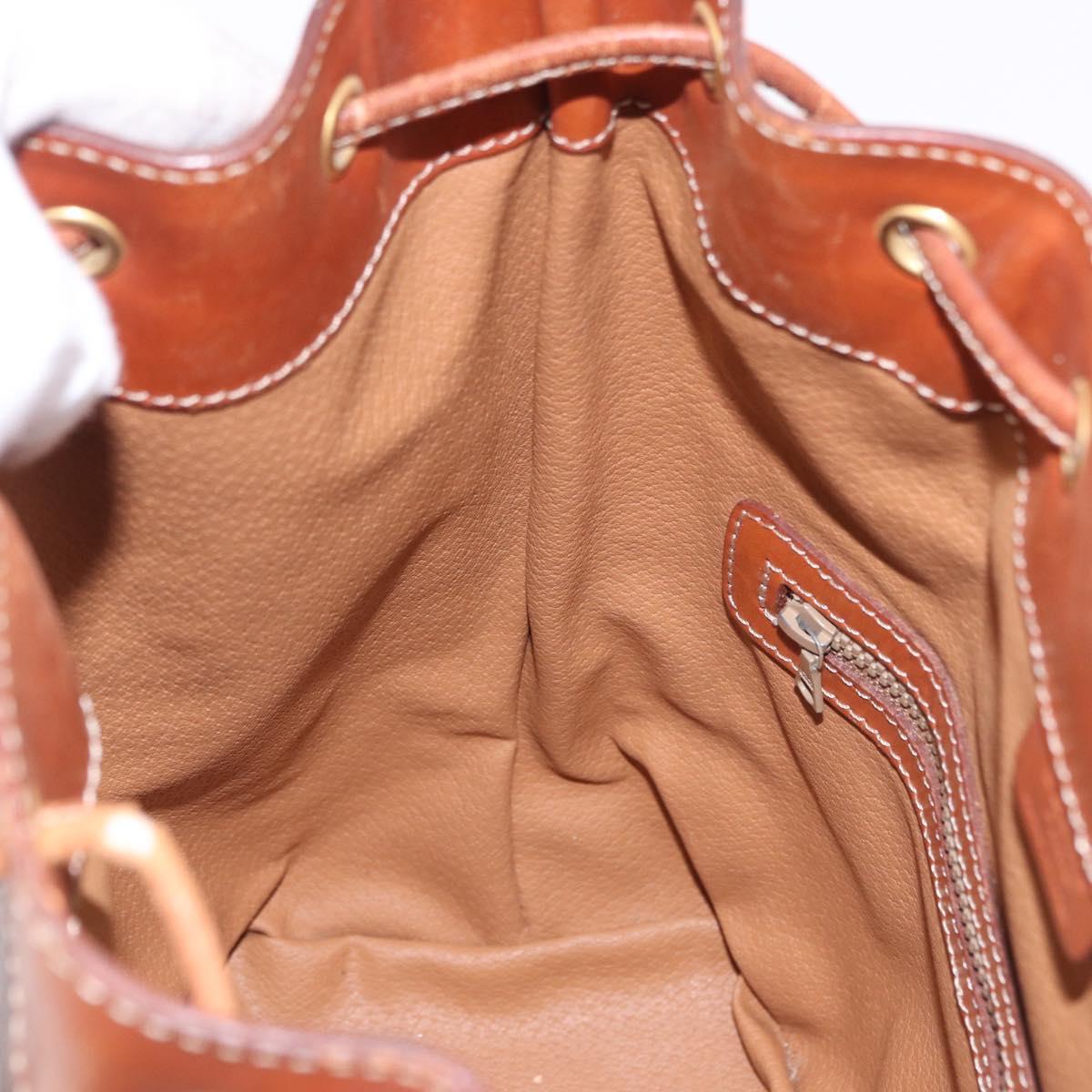 CELINE Macadam Canvas Shoulder Bag PVC Leather Brown Gold Auth 195708