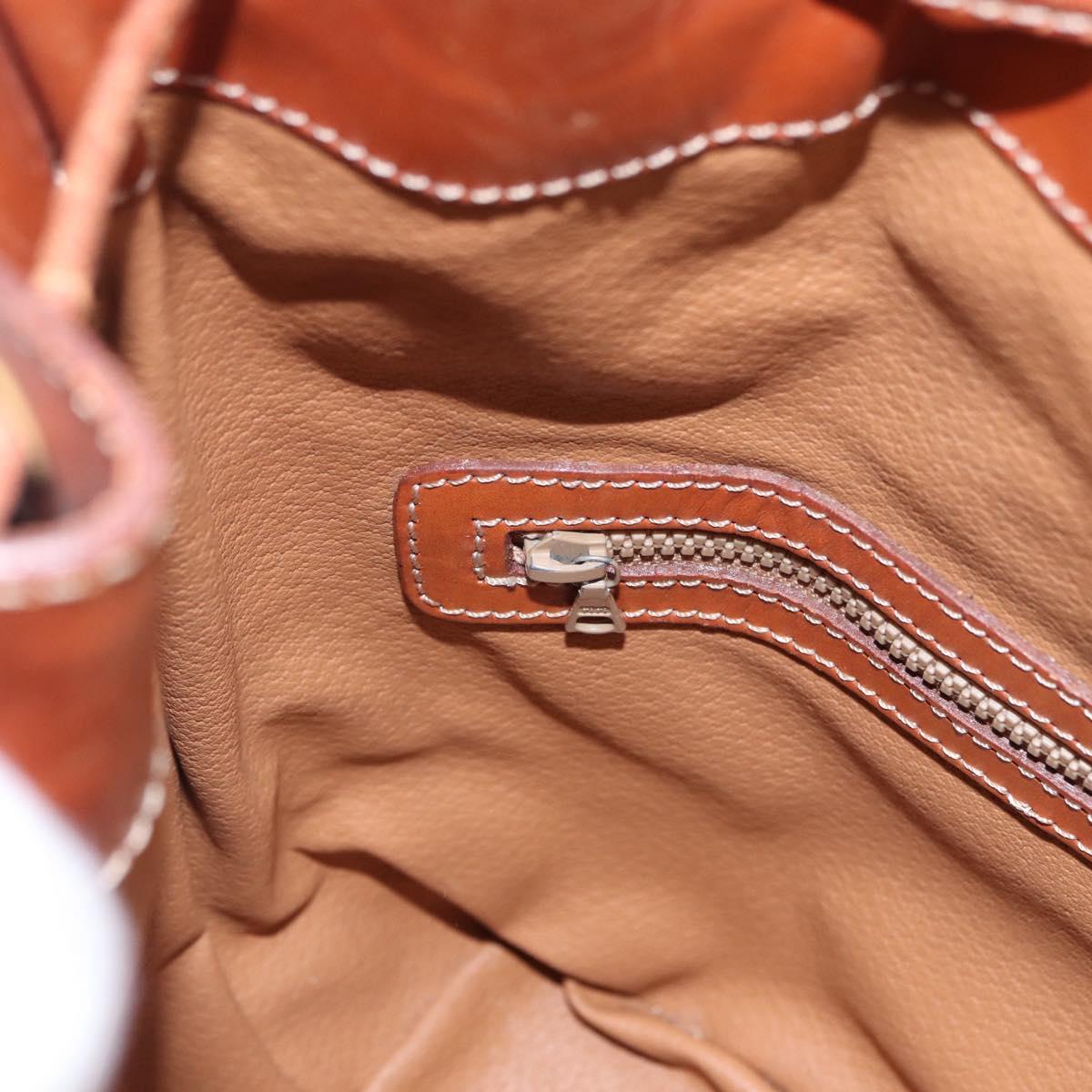 CELINE Macadam Canvas Shoulder Bag PVC Leather Brown Gold Auth 195708