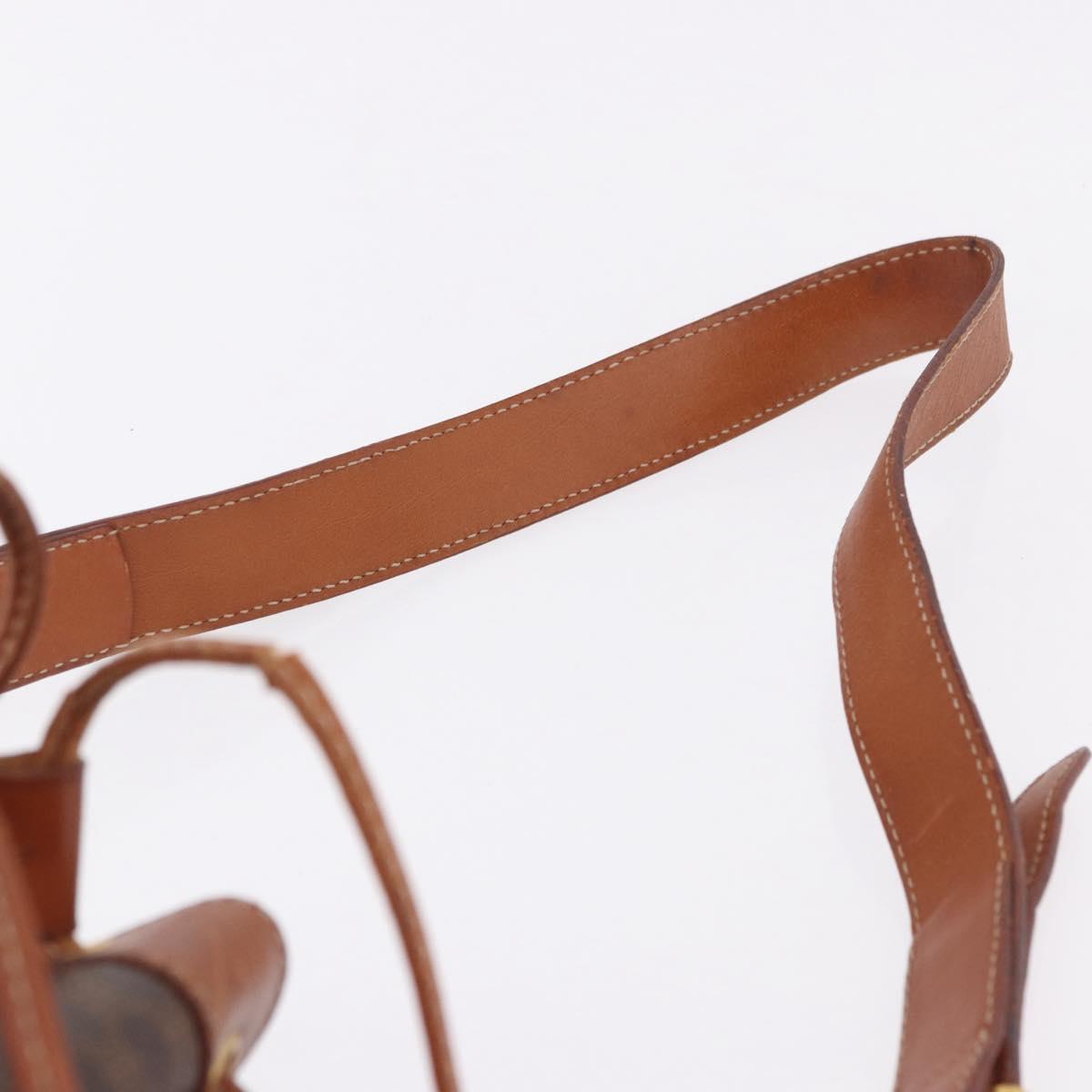 CELINE Macadam Canvas Shoulder Bag PVC Leather Brown Gold Auth 195708