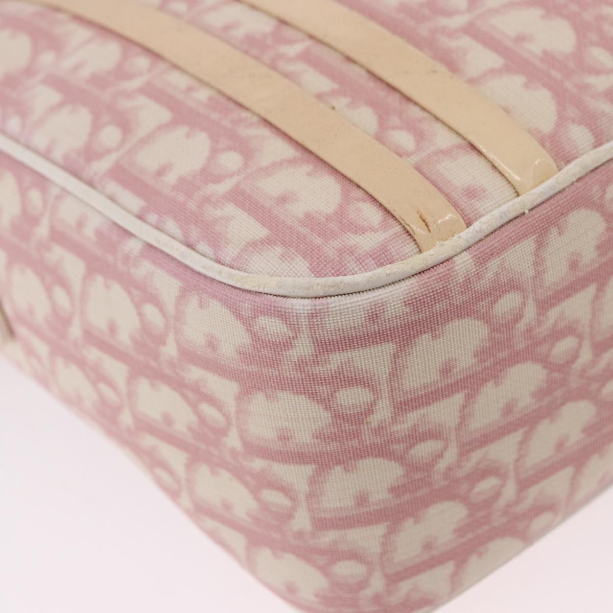 Christian Dior Trotter Canvas Shoulder Bag PVC Pink Silver Auth 195709