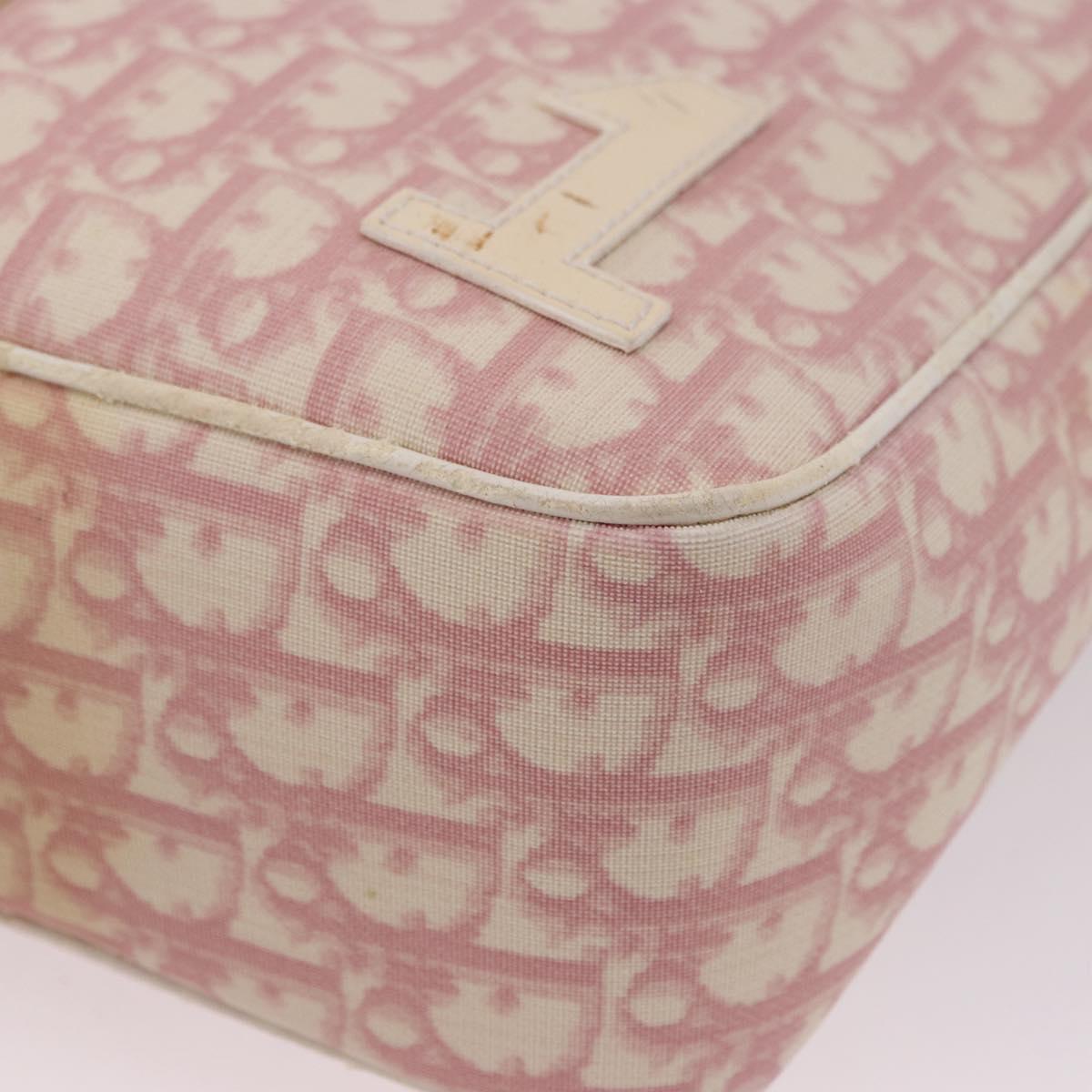 Christian Dior Trotter Canvas Shoulder Bag PVC Pink Silver Auth 195709