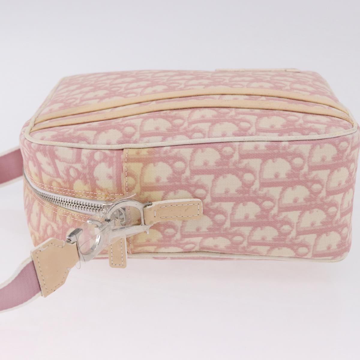 Christian Dior Trotter Canvas Shoulder Bag PVC Pink Silver Auth 195709