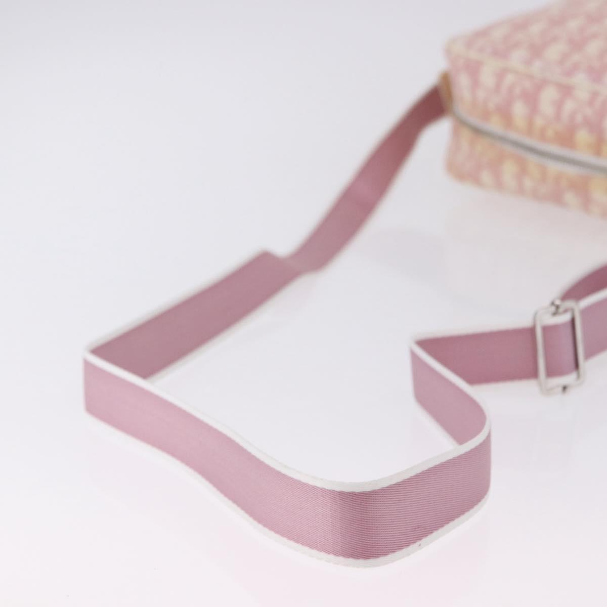 Christian Dior Trotter Canvas Shoulder Bag PVC Pink Silver Auth 195709