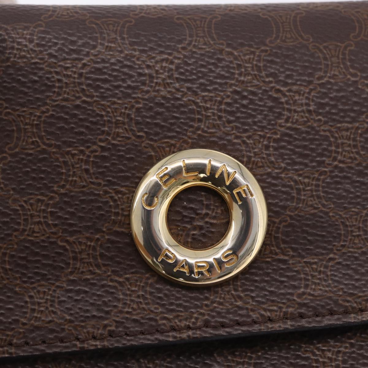 CELINE Macadam Canvas Hand Bag PVC Leather Brown Gold Auth 195710
