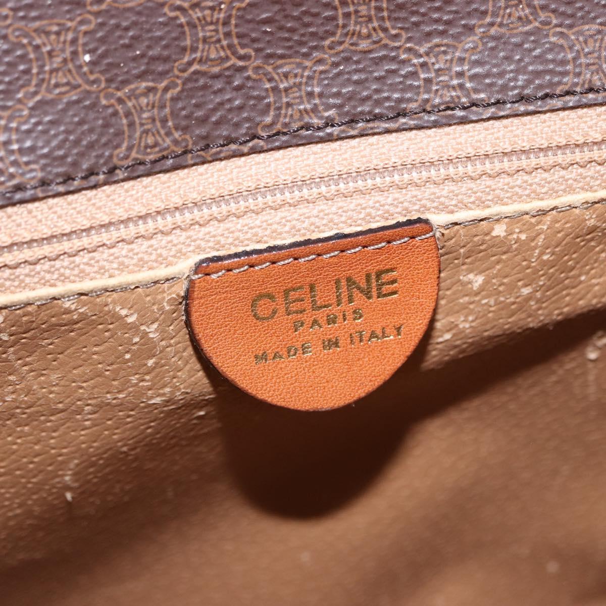 CELINE Macadam Canvas Hand Bag PVC Leather Brown Gold Auth 195710