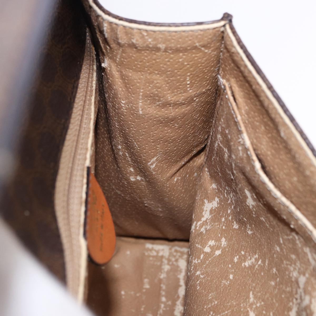 CELINE Macadam Canvas Hand Bag PVC Leather Brown Gold Auth 195710