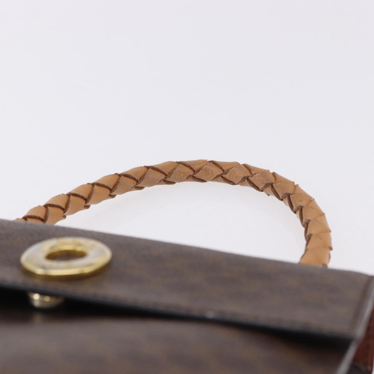 CELINE Macadam Canvas Hand Bag PVC Leather Brown Gold Auth 195710